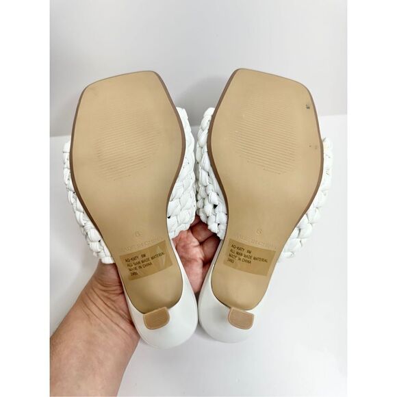 AQUA Woven Sandals Womens Size 6 White Slip On High Heel Square Toe NEW - Picture 9 of 10